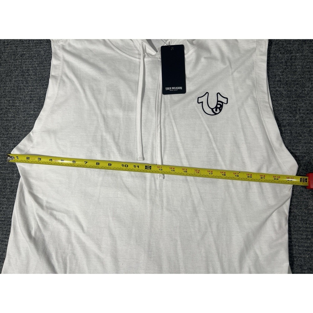 True Rlgn Summer Men's White Sleeveless Pullover Hoodie M Buddha Graphic Logo - Picture 3 of 8